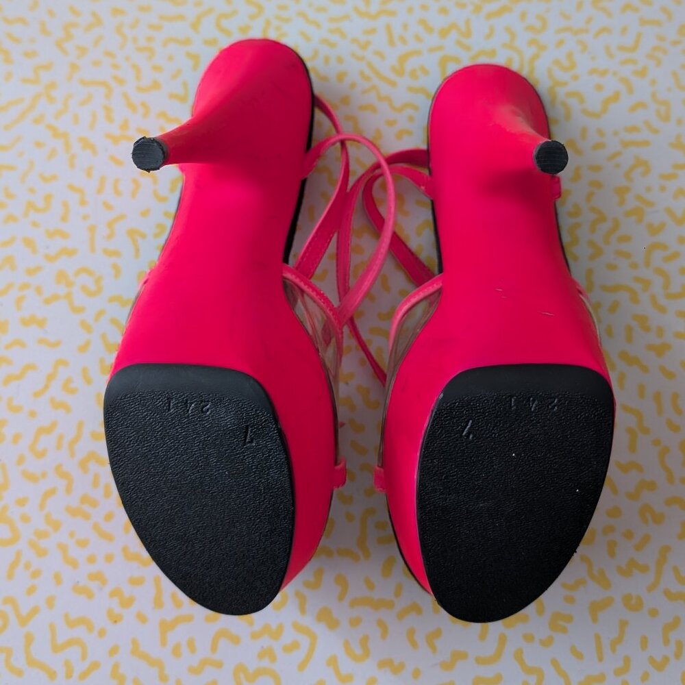 Luscious Neon Pink Glowing Platform Heels Size 7 - Picture 4 of 10